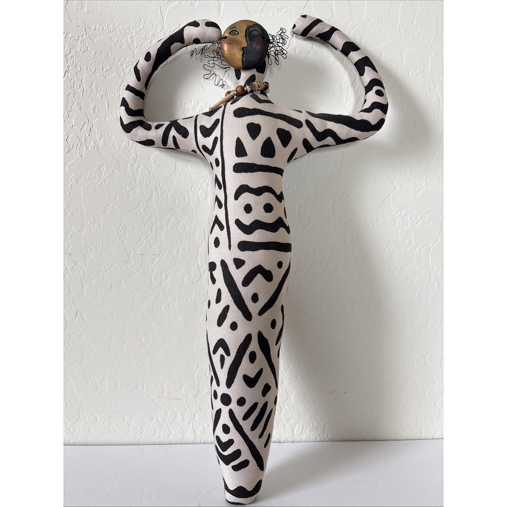 Signed Anne Meier 1996 Mixed Media Art Doll Wall Middle Eastern
